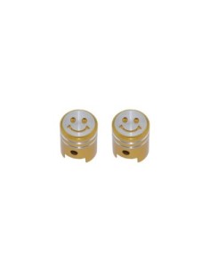 Smile Face Piston Valve Caps Gold Schrader Valve.